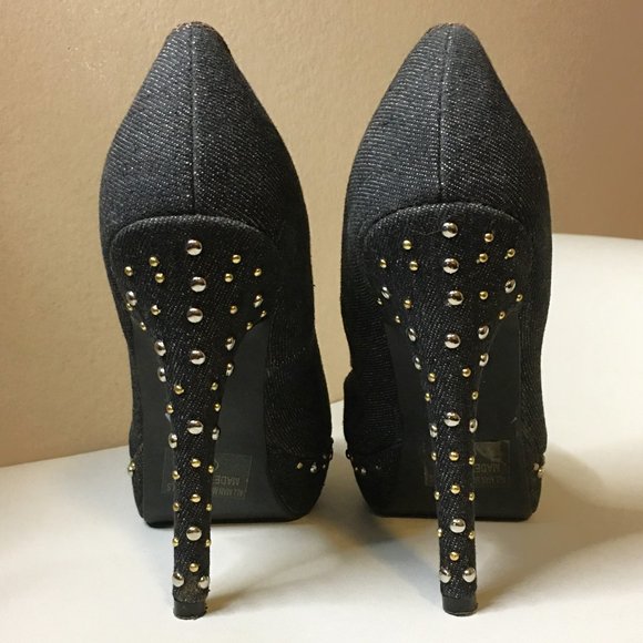 FRH Dark Denim Studded Platform Heels - Picture 3 of 14